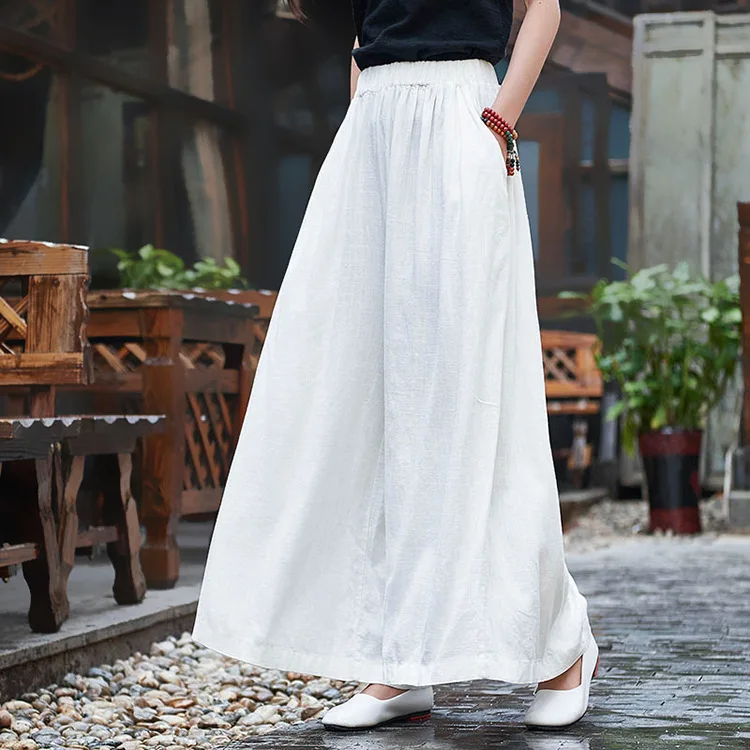 Fall/Winter Linen Pants: Vintage Zen Style, Slimming Washed Yoga Travel Culottes
