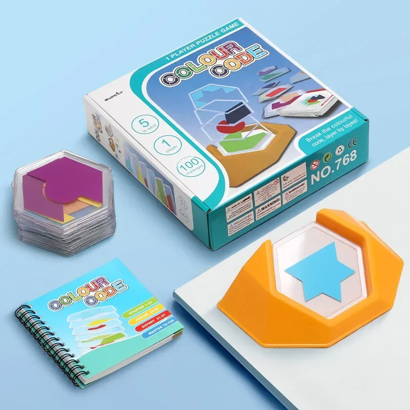 Herausforderung Farbcode Spielzeug Puzzle Spiel Tangram Puzzle Puzzle Spielzeug für Kinder zur Verbesserung des räumlichen Denkens und kognitiven Fähigkeiten