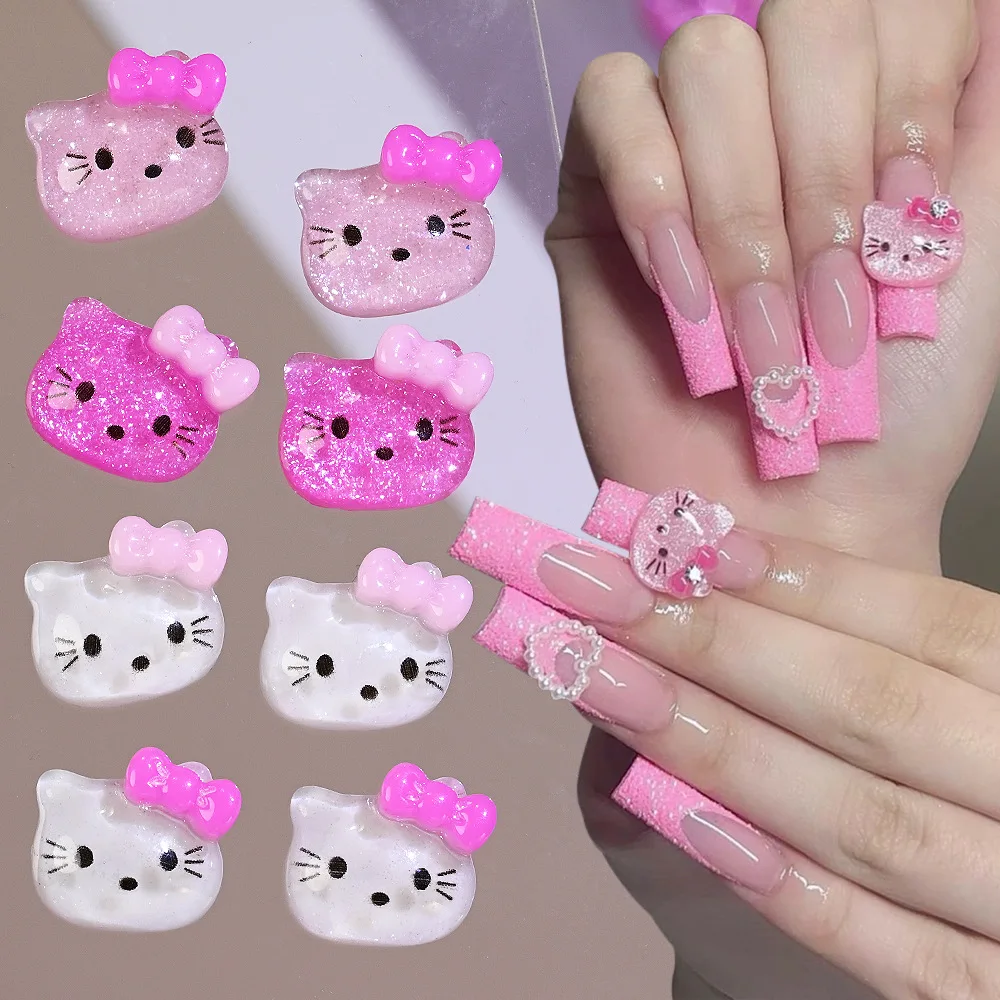 

30PCS Mix Cat Head 3D Resin Doll KT Cat Nail Decoration Phone Case Nail Flakes Material