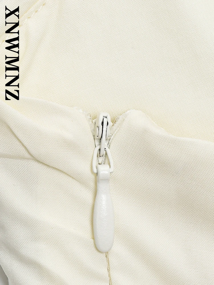 Xnwmnz 2025 verão nova senhora clube simples ombro sem costas vestidos sexy mulher sem mangas halter em camadas vestido moda midi