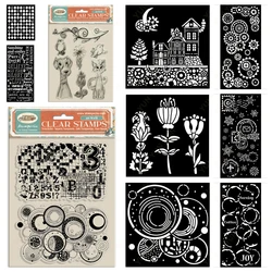 Christmas Houses Snowflakes Stencil Clear Stamps Gears Pattern Numbers Frame Flowers Small Stencils Making Scrapbook Diary Card