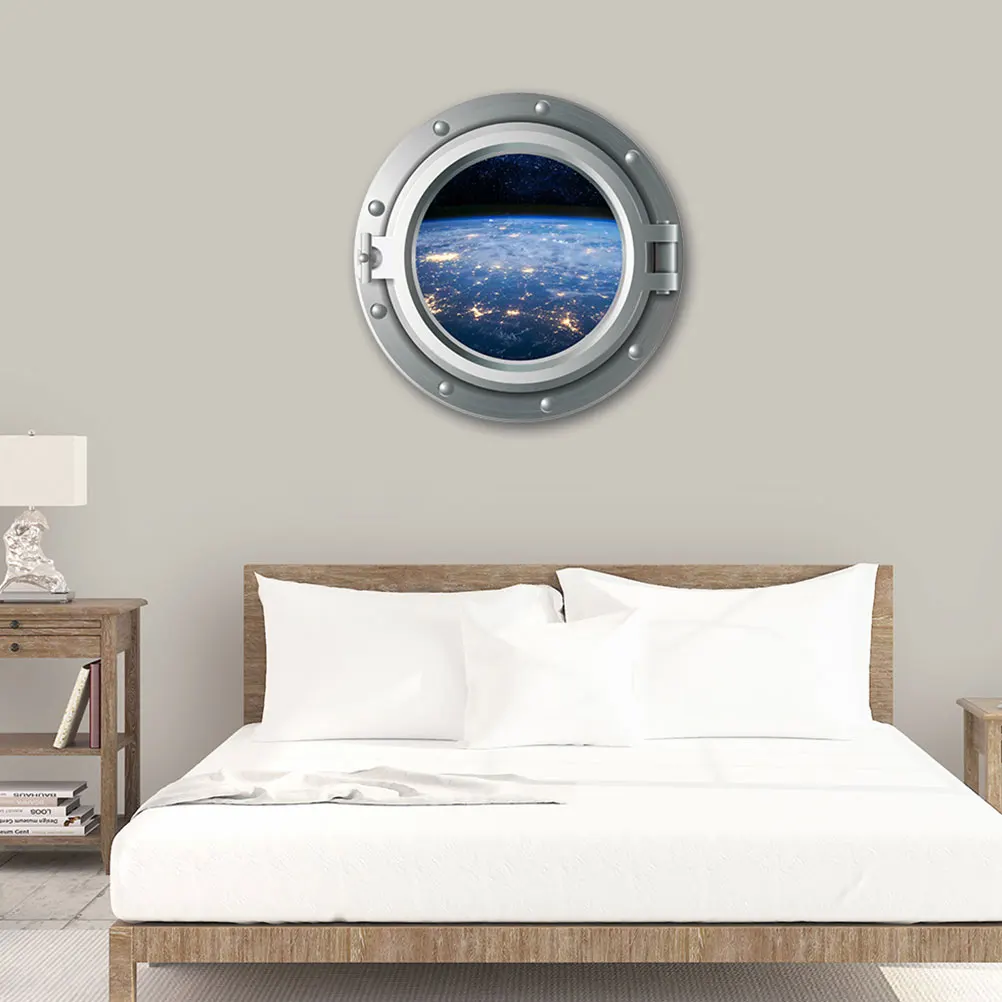 

3D Wall Decals Waterproof Removable Universe Design Decorative Stickers For Living Room Bedroom Baby Room Airplane Window Wall