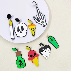 KUGUYS Funky Halloween Women's Earrings Skull Ghost Acrylic Jewelry Fall Horror Accessories