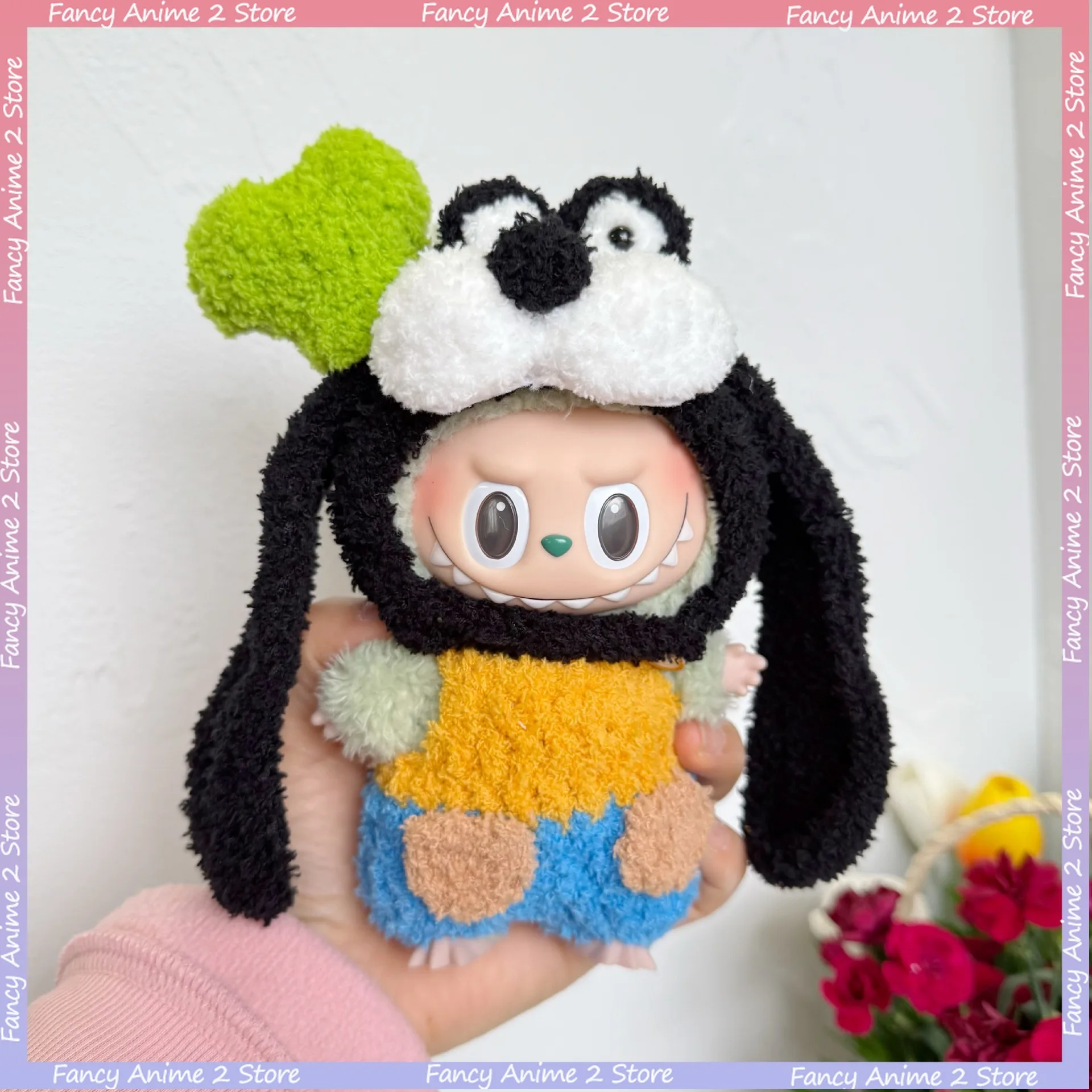 

Cute Cartoon Goofy Stitch Hand-woven Labubu Doll Clothes Outfit Accessories for V1 V2 V3 Labubu Dolls DIY Clothing Decoration