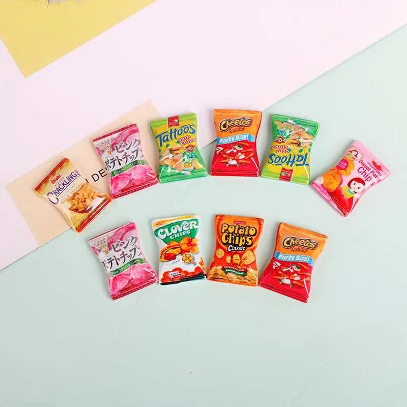 10pcs/set Dollhouse Miniature Kitchen Food Potato Chips DIY Pretend Play Toys