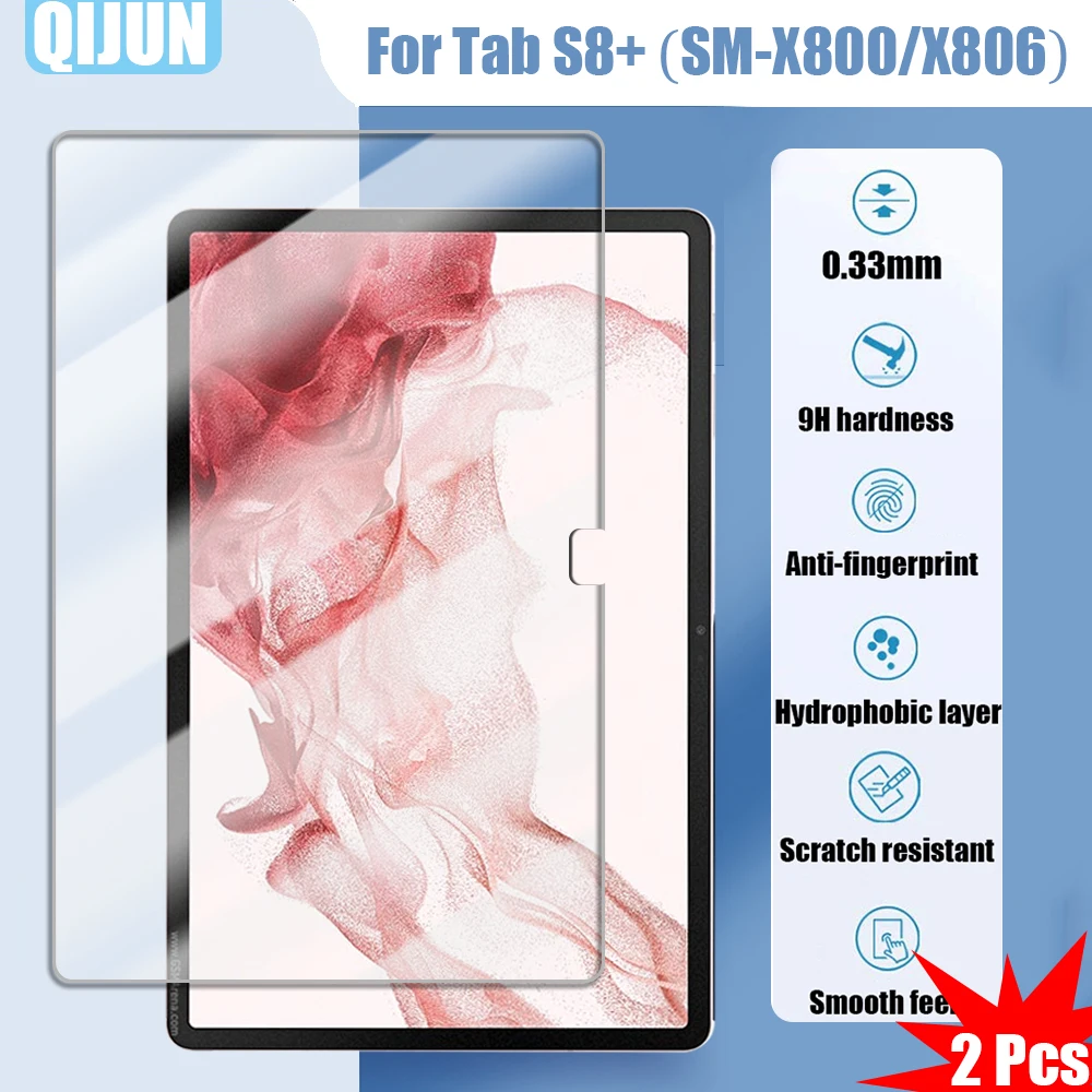 

Tablet Tempered glass film For Samsung Galaxy Tab S8 Plus 12.4 Explosion proof and scratch resistant waterpro 2 Pcs SM-X800 X806