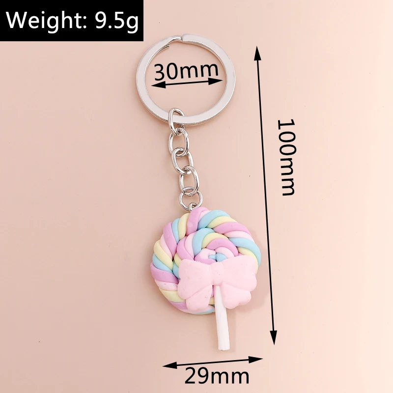 Cute Resin Sweet Candy Lollipop Keychain for Kids Mini Simulation Food Keyrings Handbag Pendant DIY Jewelry Accessories