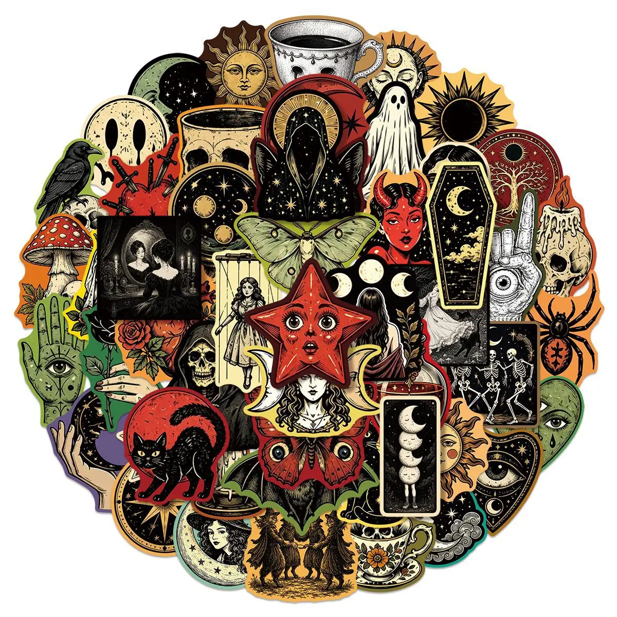 50 Stück Vintage Gothic Ästhetische Graffiti-Aufkleber Wasserdichte Vinyl-Sticker für Gitarre, Notizbuch, Gepäck, Laptop – Detail 5