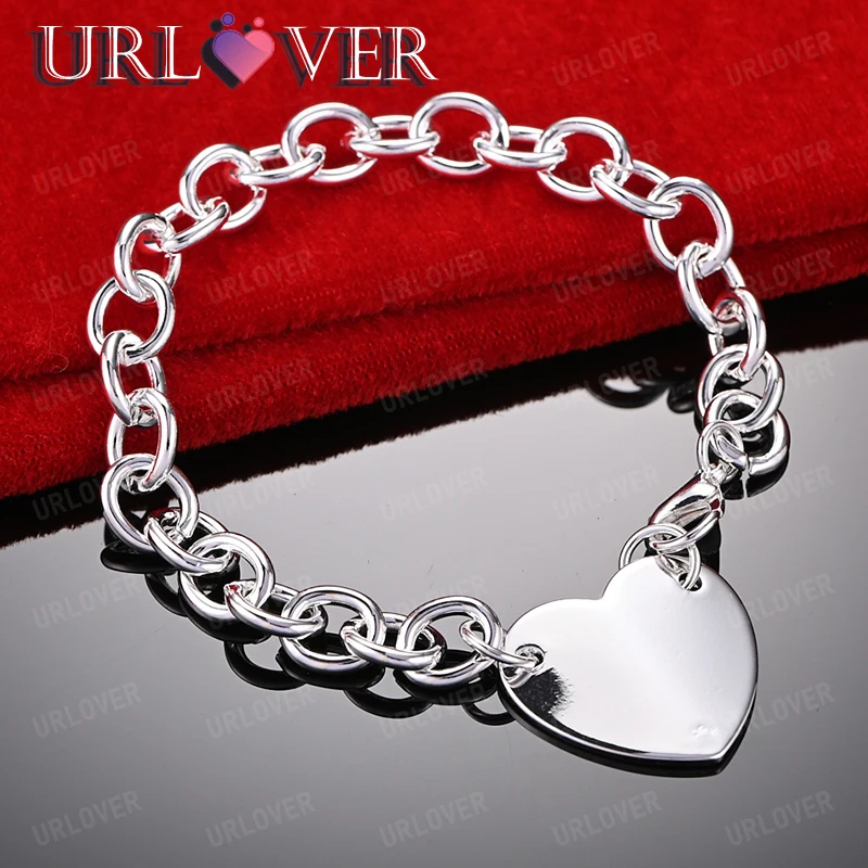 

925 Sterling Silver Lovers Heart Bracelets Woman's Wedding Accessories Fashion Party Anniversary Jewelry Valentine's Day Gifts