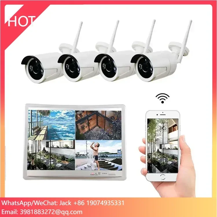 Hd 1080p Ai Human 4 8 ch IP Camera Wifi Nvr Kit 12.5 Inch Lcd Night Vision Wireless Home Security CCTV Camera System