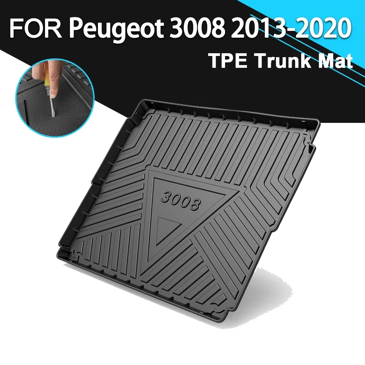 

Car Rear Trunk Cover Mat Non-Slip Waterproof Rubber TPE Cargo Liner Accessories For Peugeot 3008 2013-2020