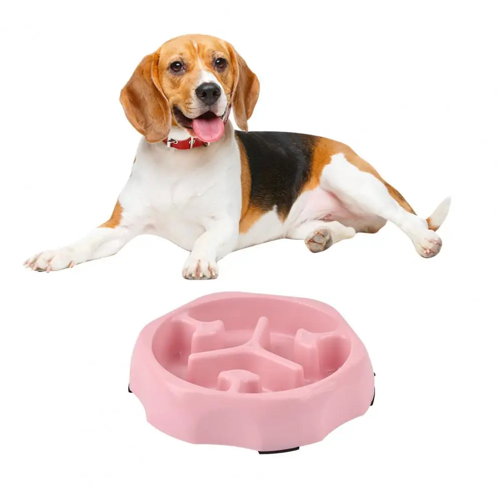 Burr-free Pet Feeding Dish Breed Slow Feeder Dog Bowl Effective Anti-spill Pet Food Dish Round Shape Slow for Eating for Slow