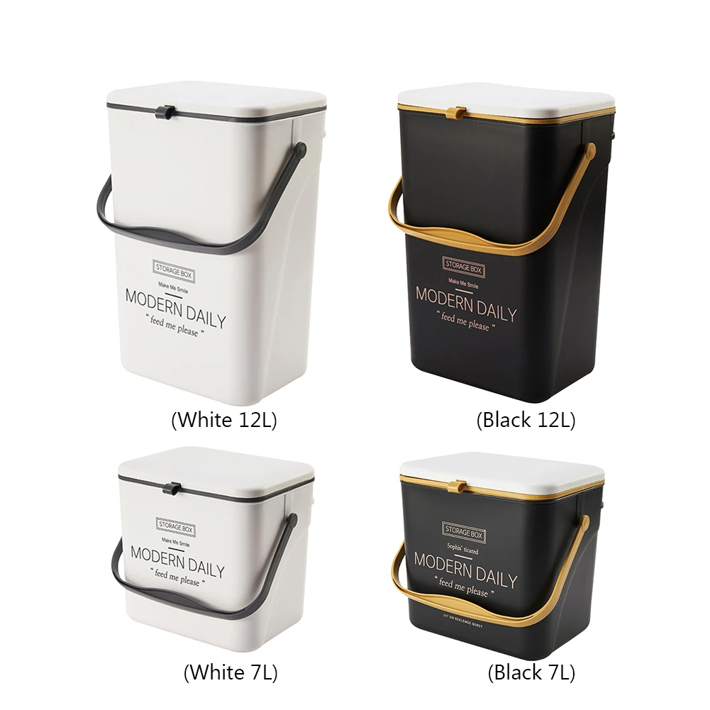 

7/12L Garbage Container Recycling Wall Mounted with Lid Hanging Garbage Can Large Capacity for Kitchen Counter Top Or Under Sink