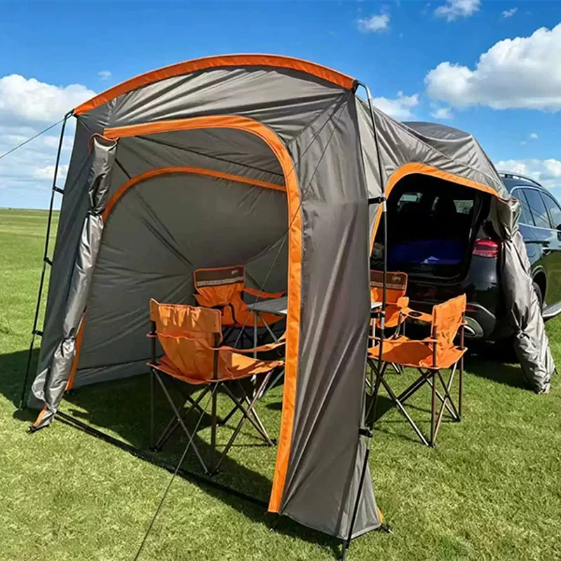 Rear-Mounted Sun Shade Tent—Waterproof, Portable Outdoor Camping SUV Tailgate Tent for 3–4 People on Road Trips