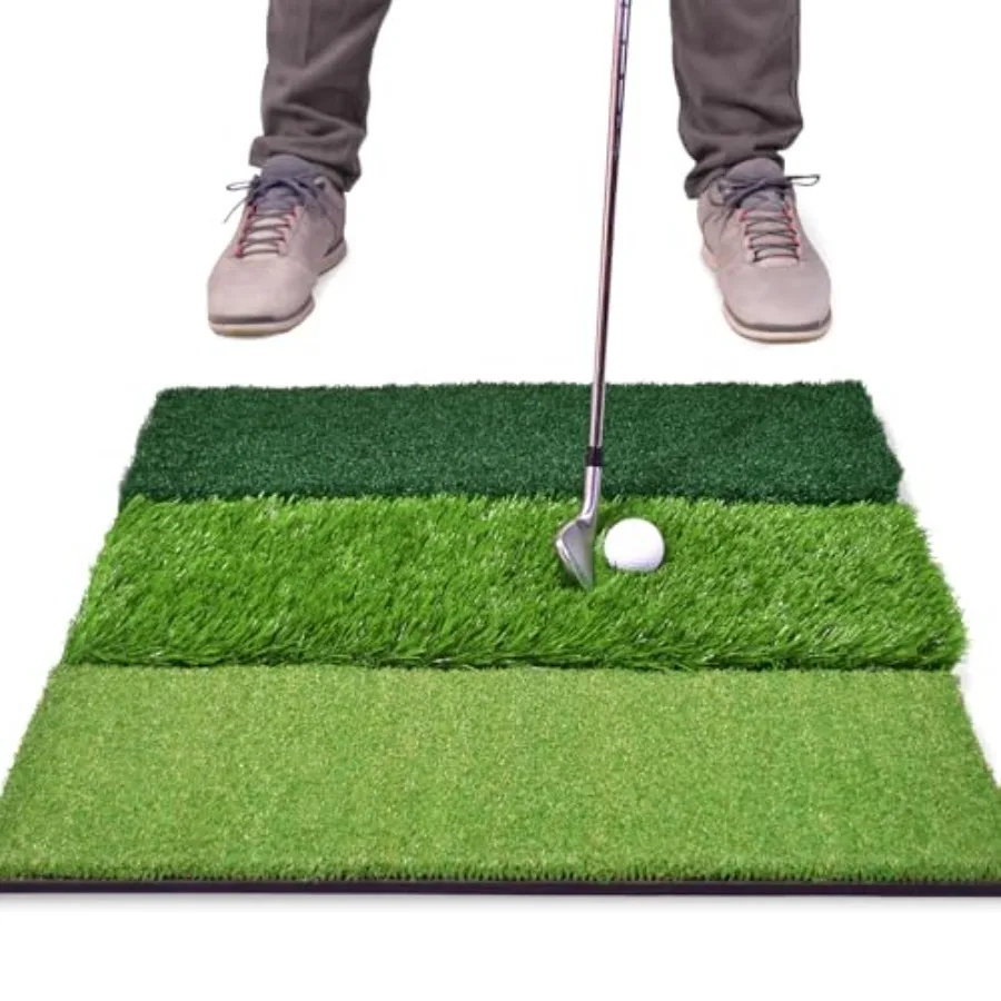 

Tri-Turf XL Golf Hitting Mat 24x24 in Golf Practice Mat for Indoor/Outdoor Training Fairway Rough Tee Turf Portable Golf Mat fo