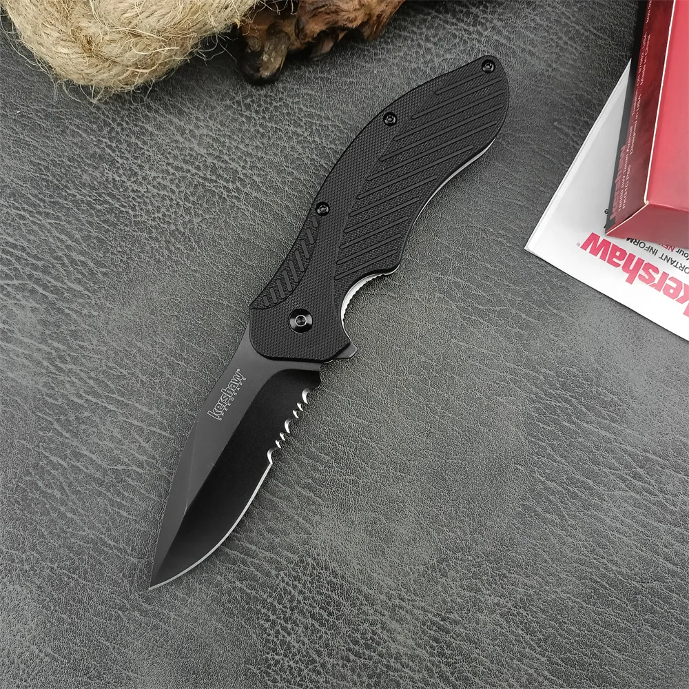 KS 1605 Half Serrated Folding Knife for Hunting Outdoor Camping Pocket Knife Combat Hiking Emergency Rescue Tool Fruit Knife