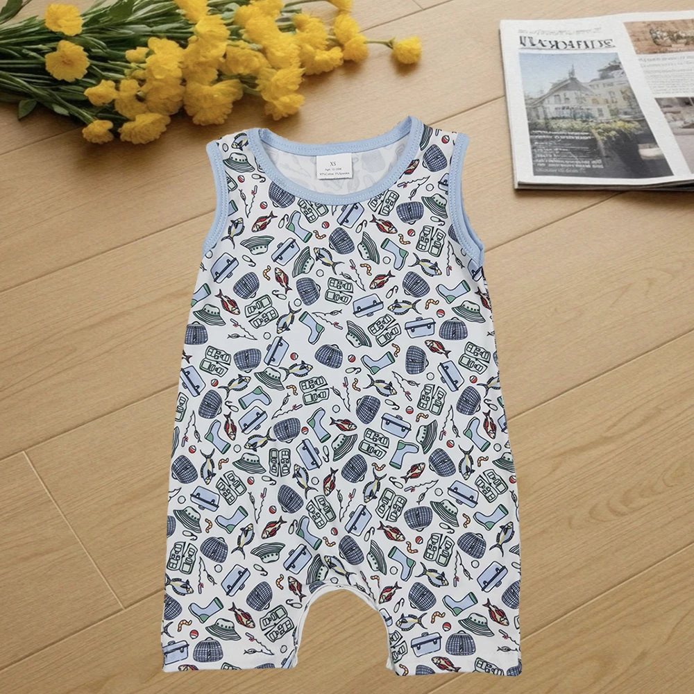 

9.1 Baby Boys Summer Rompers Baby Infant Boys Sleeveless Fishes Rain Shoes Fishing Rompers