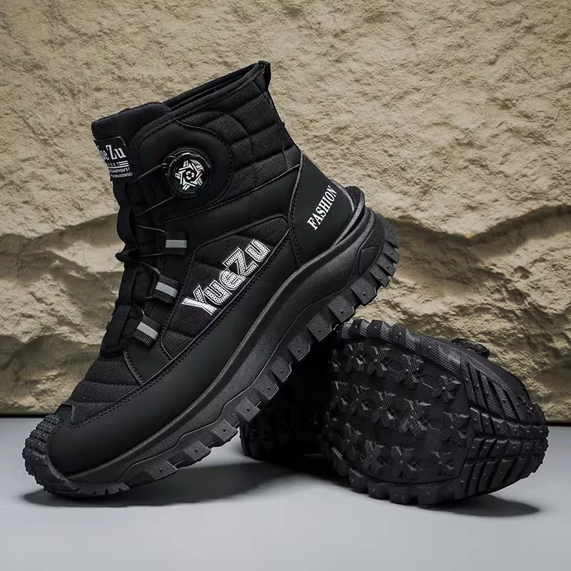 Functional Knob-Adjustable Motorcycle Riding High-Top Boots, Black Anti-Collision Toe Cap, Non-Slip Thick-Soled Motorcycle Shoes, Waterproof and Wear-Resistant Outdoor Off-Road Work Boots, Rider Commuter Anti-Fall Moto view 5