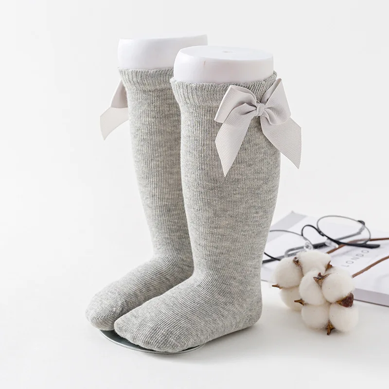 Kids Girls Bowknot Stockings Baby Solid White Cotton Knee High Warm Tights for Infant Newborns Pantyhose Clothes Collant sock