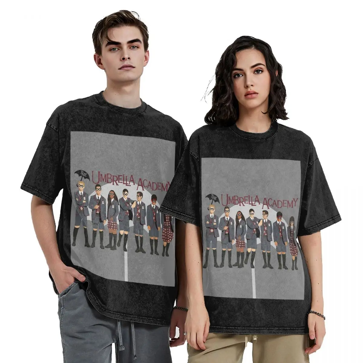 

The Umbrella Academy Group Hip Hop Short Sleeve T-Shirts Washed Tops Tees Streetwear T Shirt Vintage for Men Women