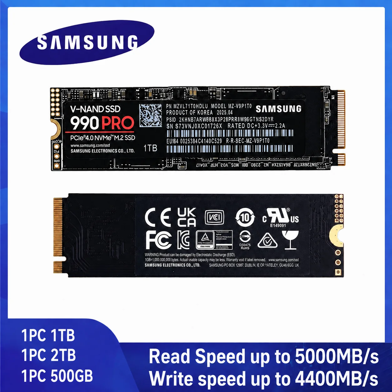 SAMSUNG SSD 990PRO Solid State Drive PCIe 4.0 M.2 2280 Internal Solid State Hard Drive TLC NVMe HDD Hard Drive Laptop Desktop