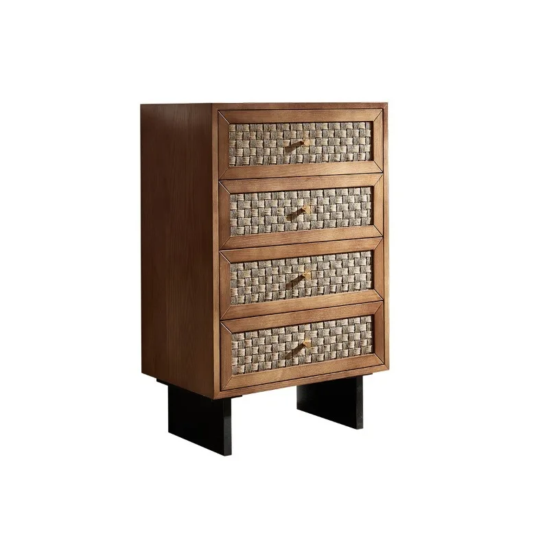 

Solid wood four-chest cabinet, simple modern medieval art, drawer storage cabinet, locker cabinet, Japanese-style entrance cabin