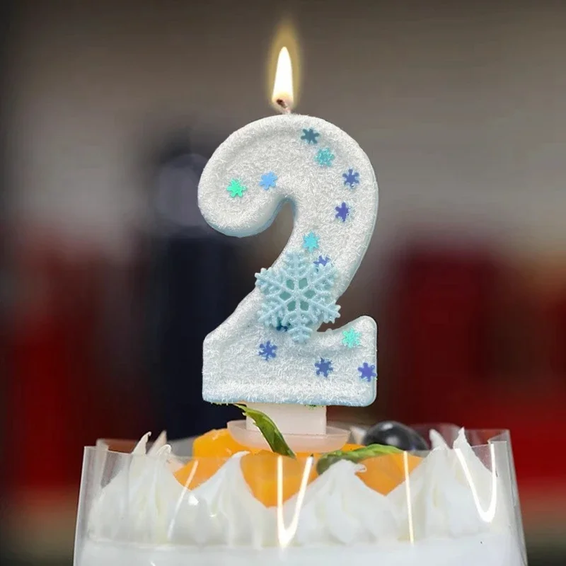 Weihnachten Geburtstag Nummer Kerzen Schneeflocke gefrorene digitale Kerzen 0-9 Nummer Kuchen Topper Geburtstag Party Dekor Baby Dusche