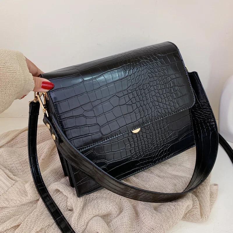 Stone Patent Black Crossbody Bags For Women 2022 Small Handbag Small Bag PU Leather Hand Bag Ladies Designer