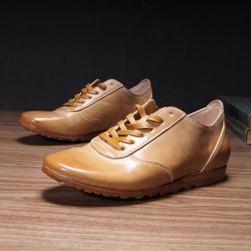 

New Luxury Fashion Genuine Leather Design Casual Shoes Men's Handmade Retro Sports Wear-resistant Flat Oxfords Male Work Outdoor