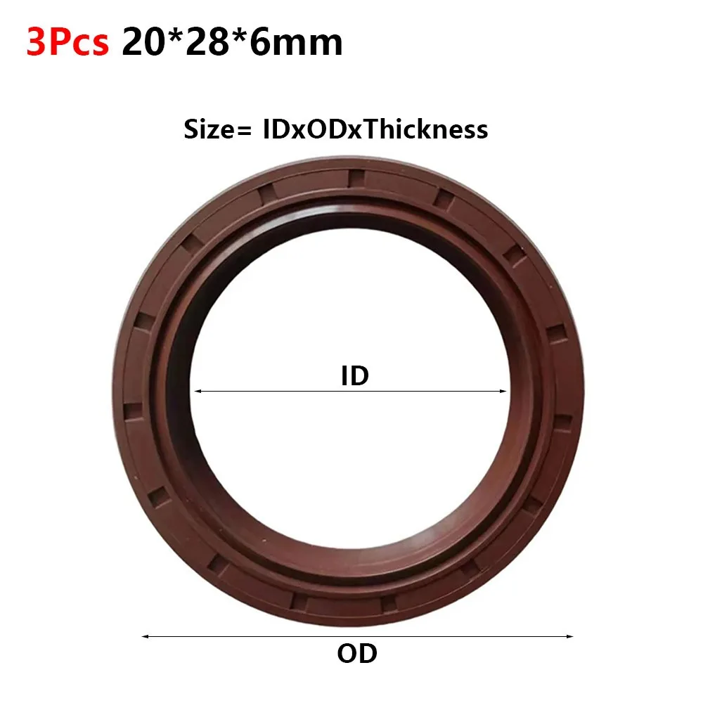 3Pcs ID 20mm OD 28-52mm FKM Skeleton Oil Seal High Temperature Resistant FKM Fluoro Rubber TC FB TG4 Oil Seal Acid Resistant
