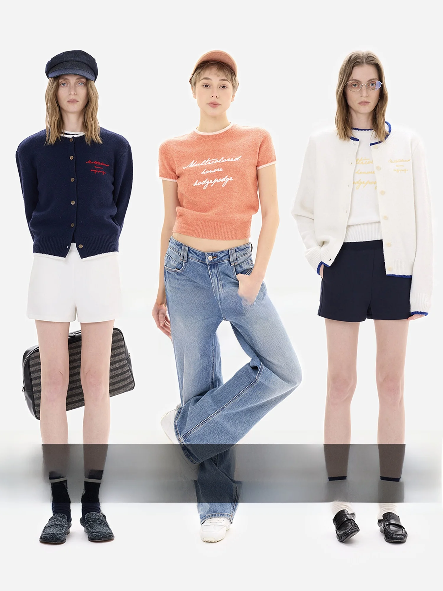 

HonoreGuYue Breathable Knitted High Waist Short Sleeve Set Color Block Letter Design Spring Fashion Women's Two-Piece Suit