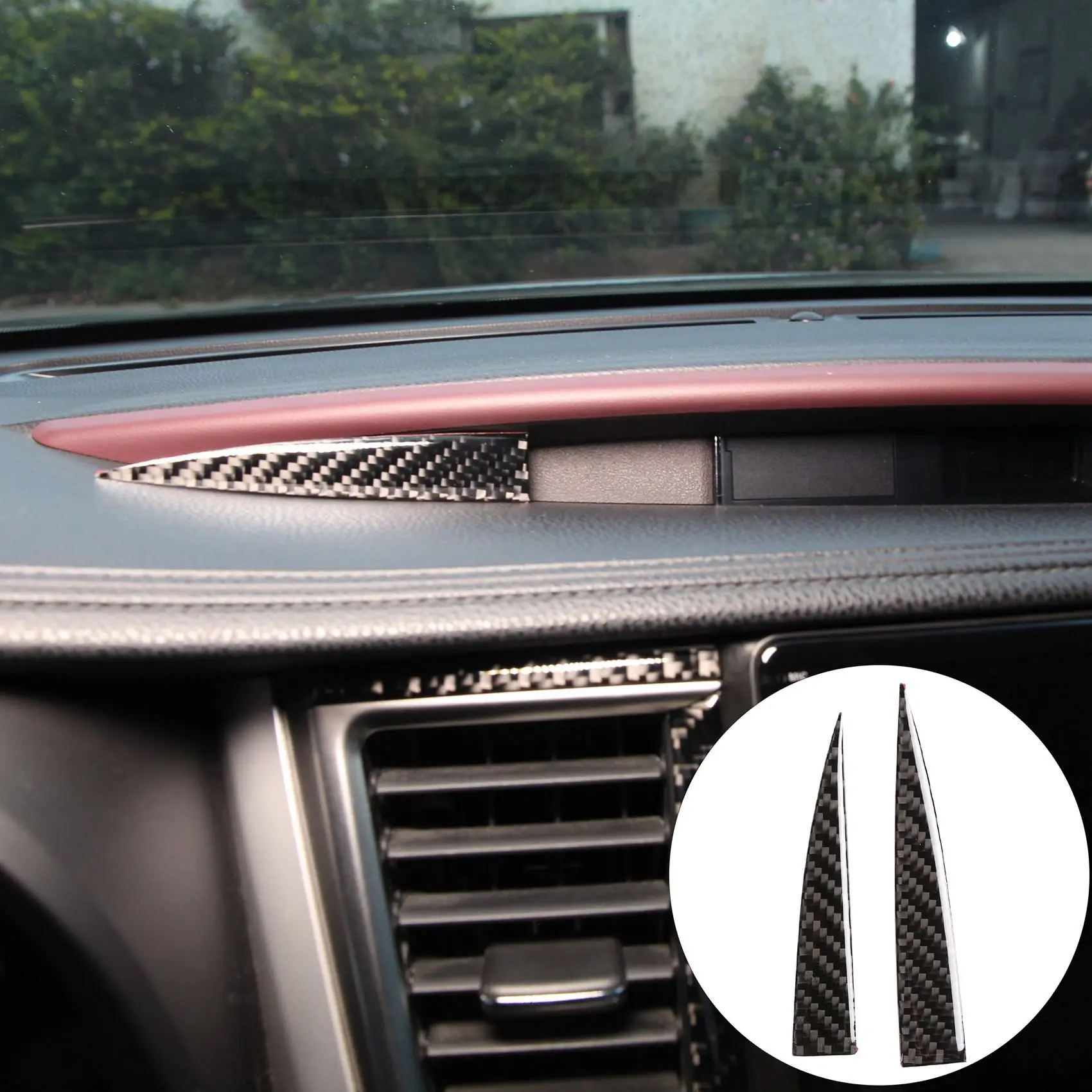 2Pcs Carbon Fiber ABS Central Control Display Screen Trim Decoration Stickers for Toyota Highlander 2015-2018