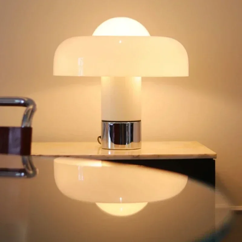 TechHPItalian Minimalist Floor Lamp Living Room Study Bedroom Bedside Orange Glass Mushroom Light