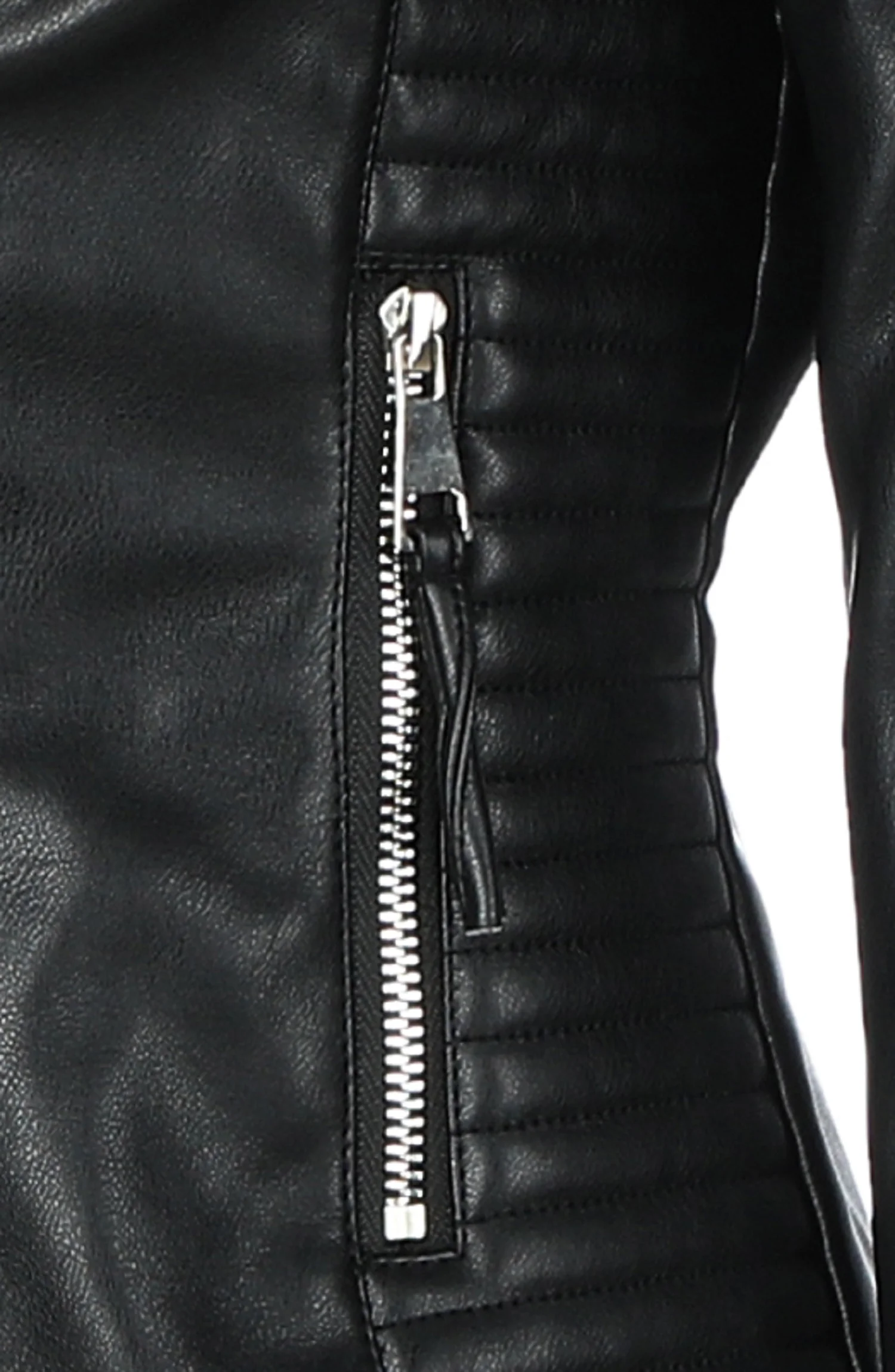 เสื้อแจ็คเก็ตมอเตอร์ไซค์หนัง PU สีดำสำหรับผู้หญิง ทรงเข้ารูป ซิปแบบไม่สมมาตร แต่งลายริบ ให้ความอบอุ่น เหมาะสำหรับฤดูใบไม้ผลิ ฤดูใบไม้ร่วง และฤดูหนาว