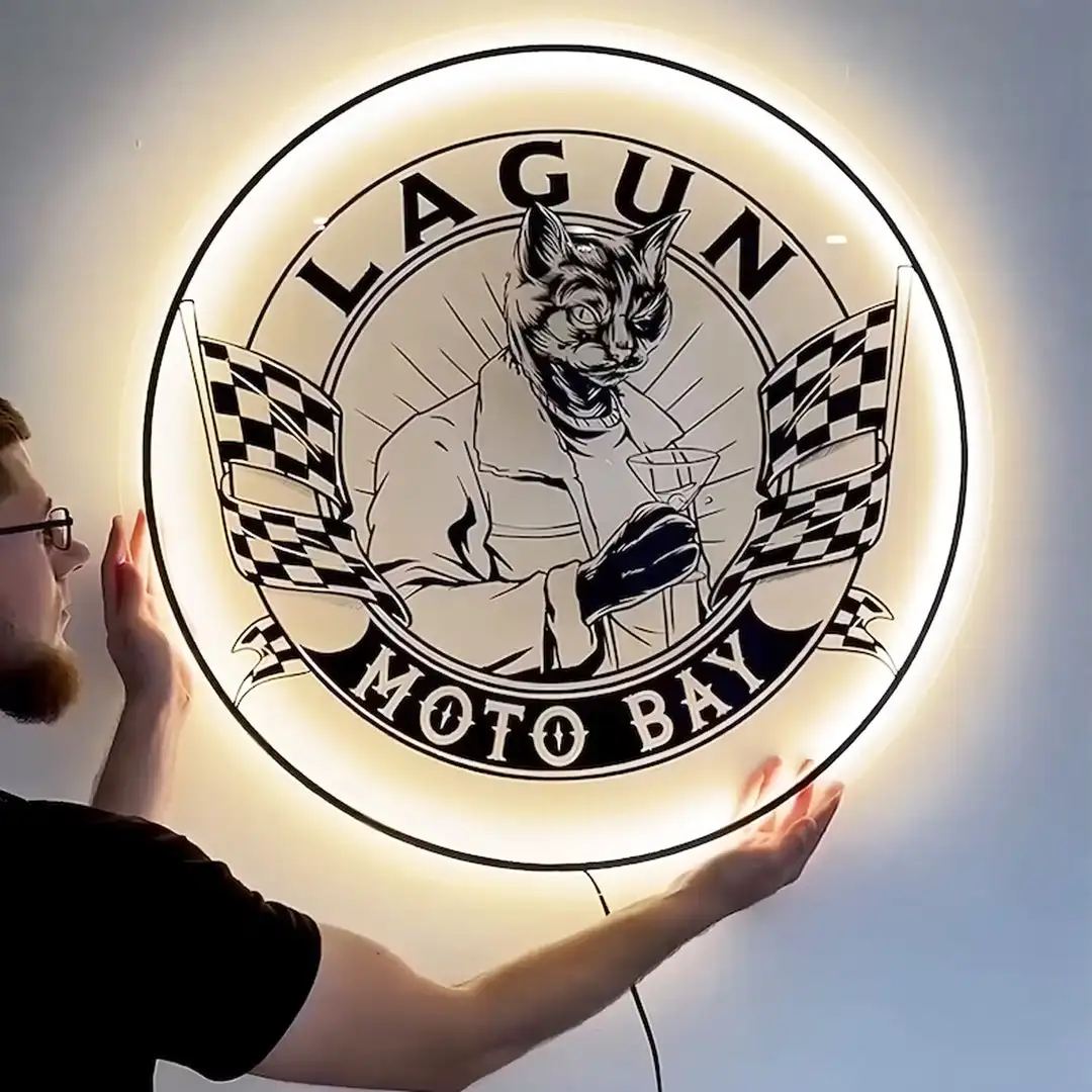 Acrylic Business Name Sign with Backlight Mirror Gold logo Light up Acrylic Mirror Gold Light for Company Outdoor Name Sign