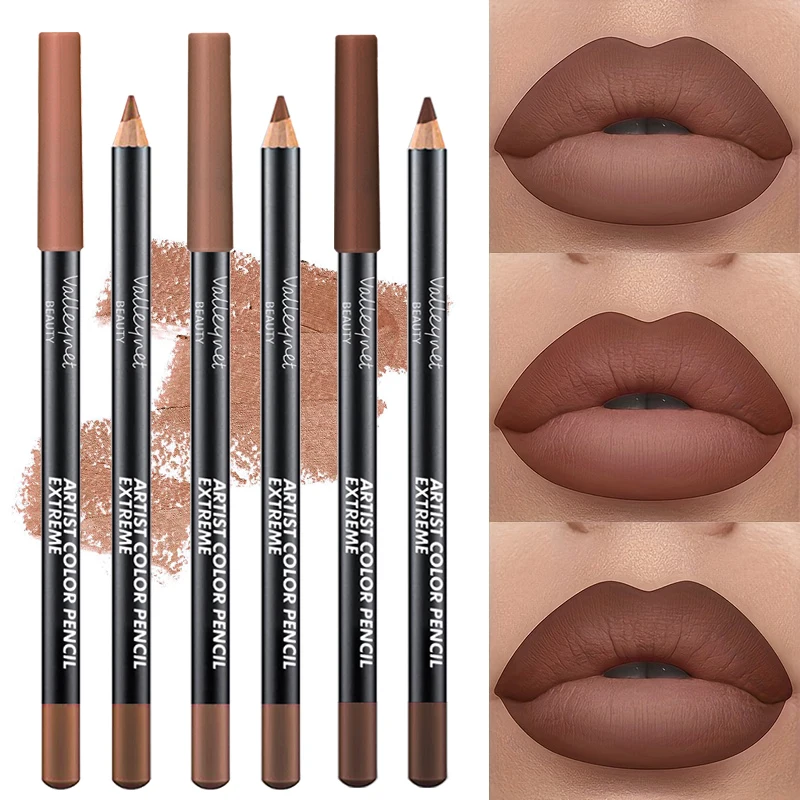 3pcs/Set Nude Lip Liner Makeup Set Waterproof Matte Long Lasting Velvety Texture Lip Liner Lip Combpo, Suitable for Daily Makeup