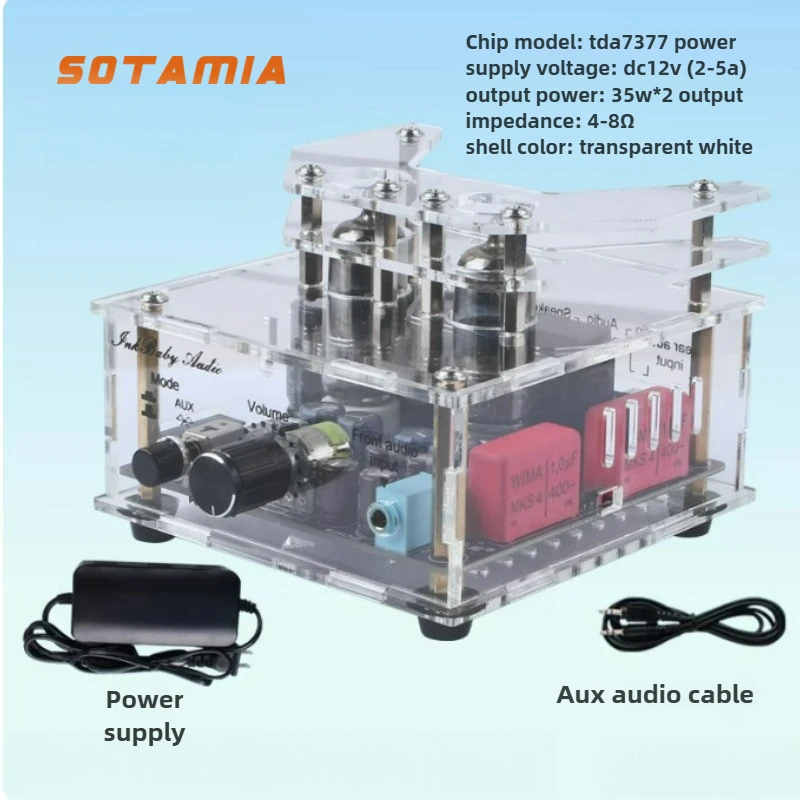 

SOTAMIA TDA7377 Черный корпус/прозрачный корпус Bluetooth 5,0 Ламповый усилитель мощности машины 2,0 двухканальный усилитель 2*35 Вт