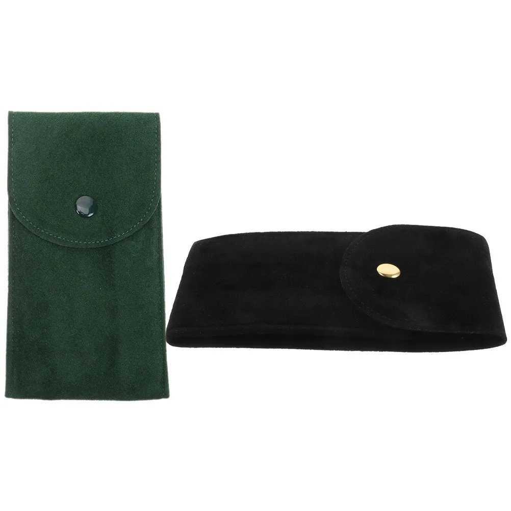 

2Pcs Watch Organizer Case Portable Travel Watch Storage Pouch Snap Button Design Soft Lining Scratch