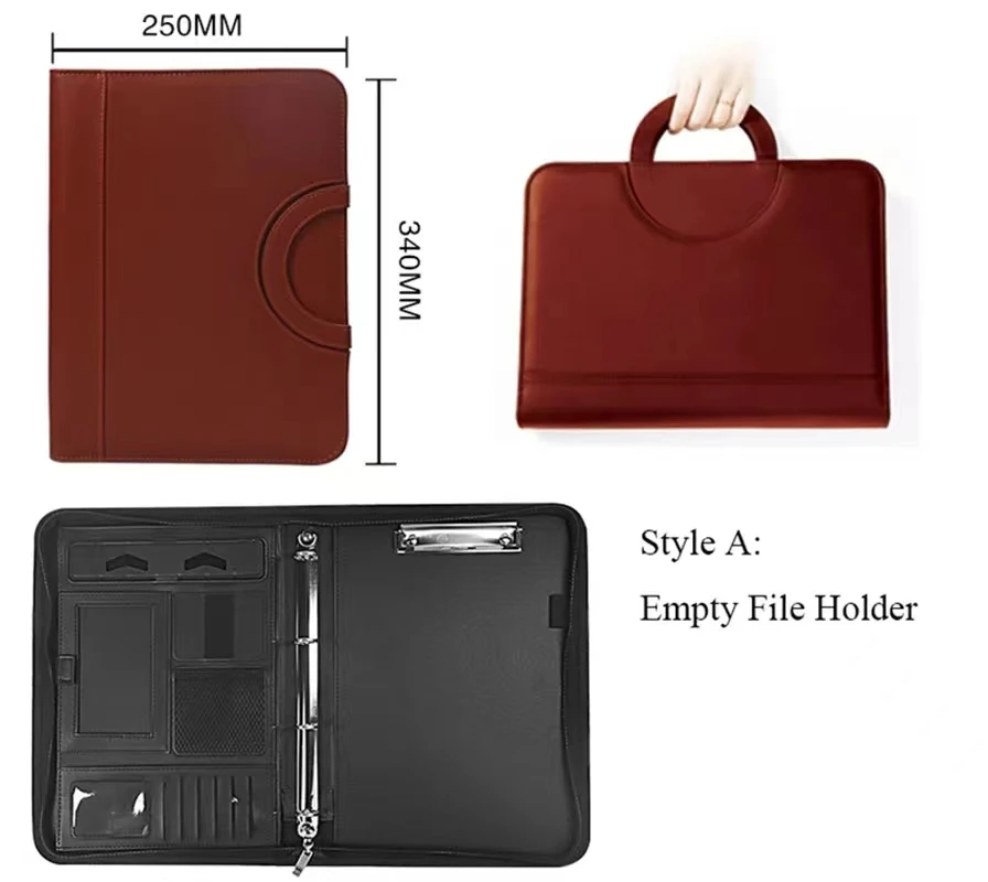 Imagem -06 - Portátil a4 pu Leather Portfolio Bolsa Pasta de Arquivos com Calculadora Organizador Binder Gerente Office Document Pad Pasta Personalizar Bag