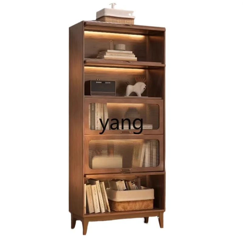 

YJQ dust-proof bookcase glass door solid wood bookshelf shelf with door floor-to-ceiling household living room