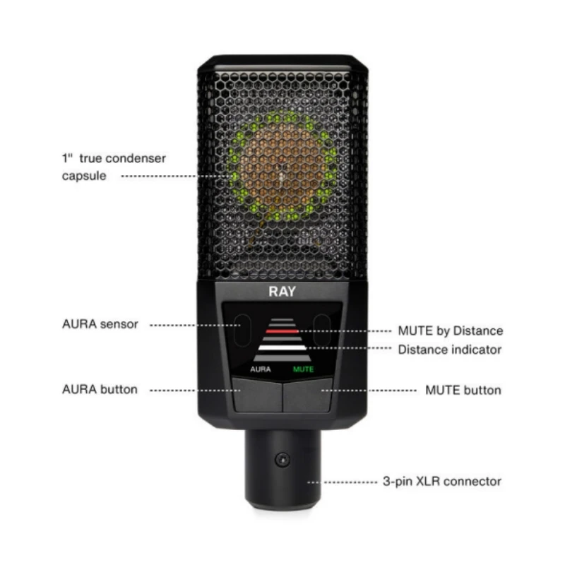 Ray Groundbreaking XLR Microphone with Record-Ready Sound, MUTE by Distance Feature and Works with Any Audio Interface