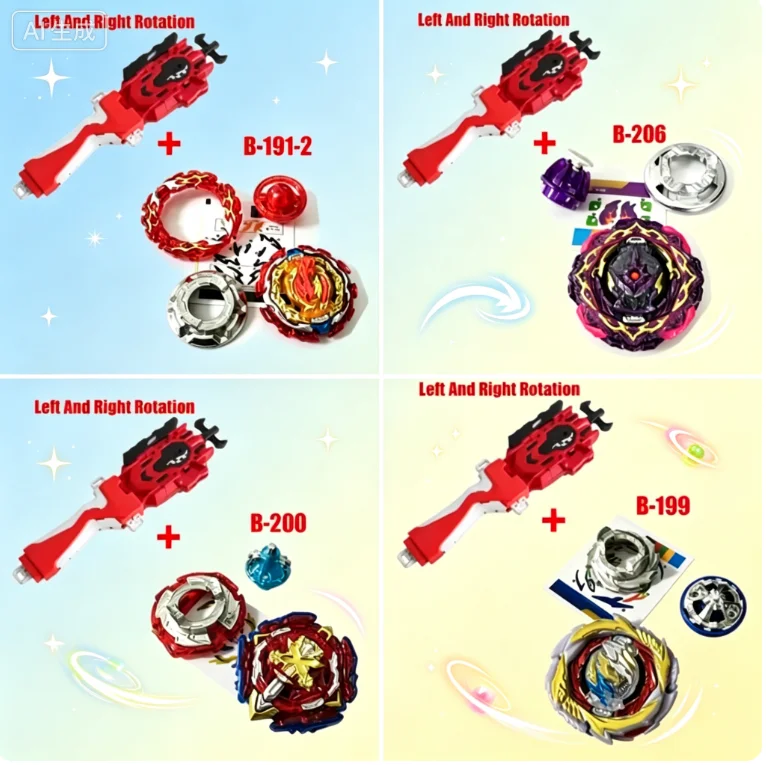 Metal Spinning Battle Gyro Set With Left Right Rotation Launcher Grip Competitive Game Toy B‑191‑2 B‑206 B‑200 B‑199 Kids Gift