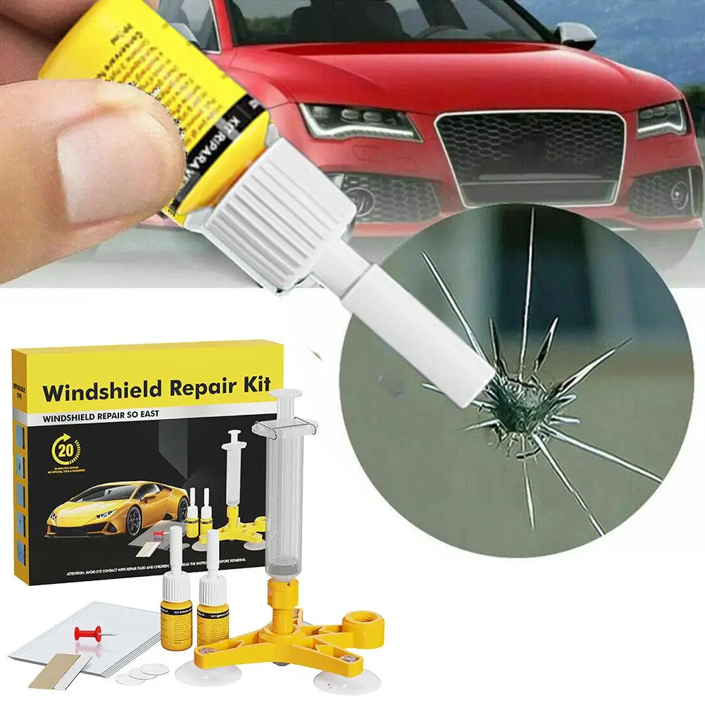 Windshield Car Crack Repair Kit DIY Window Mobile Screen Kit Cure Glue Car Glass Scratch Crack Repair Accessories Clean Neat