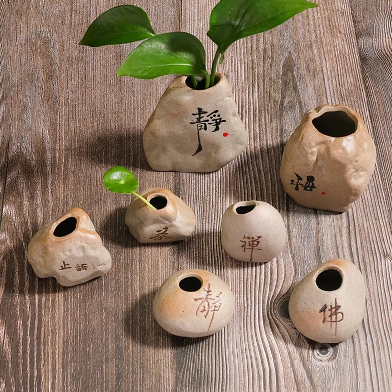 

Creative Imitation Stone Vases Decoration Ceramic Handmade Desktop Small Ceramic Pots for Plants Hydroponic Vase Decor