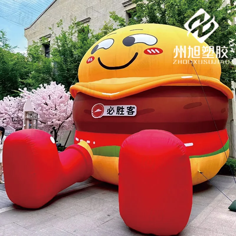 Inflatable bread doll air model with LED lights Hamburg Market Food festival theme decorative props