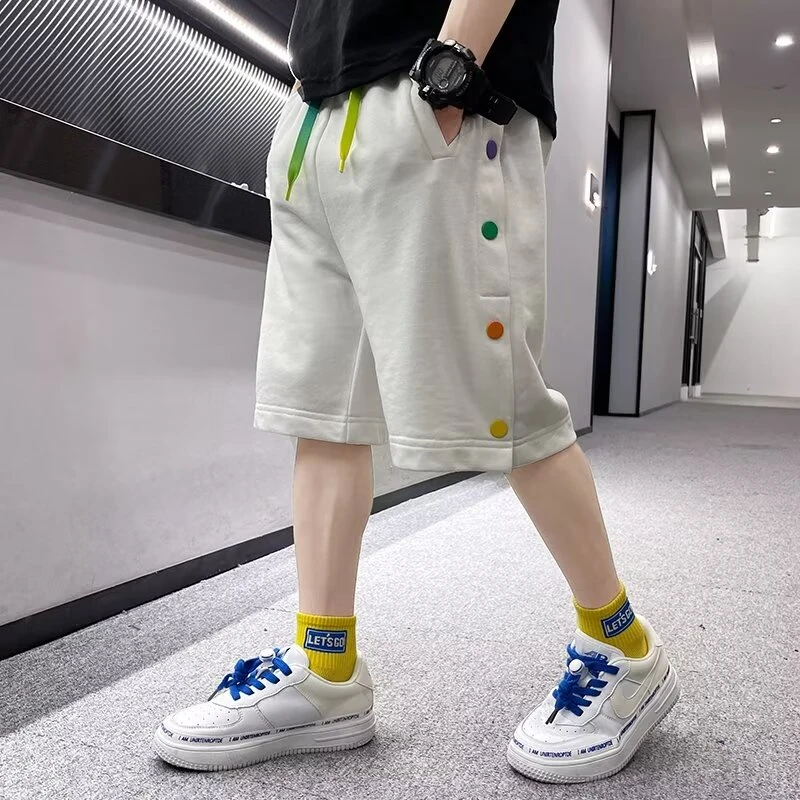 

2024 New Boys Summer Hip Hop Harajuku Pants Ins Loose Sports Teen Shorts Spring Summer Comfortable Breathable Children Casual Sh