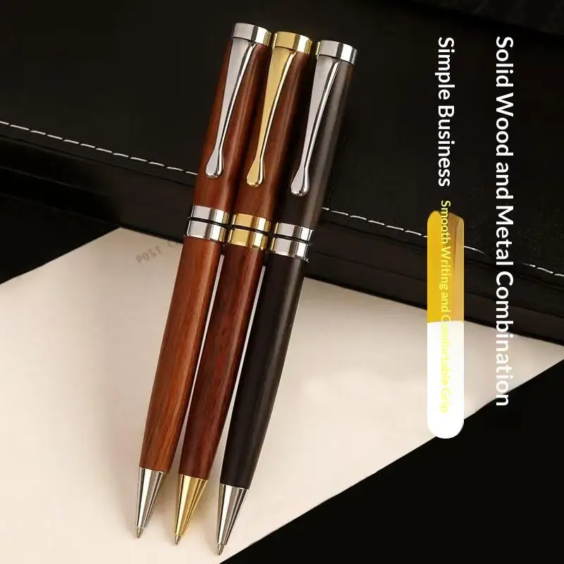 

Premium Metal Ballpoint Pen With Wood For Smooth Writing Experience And High-End Design-Black Ink-Office-With Case