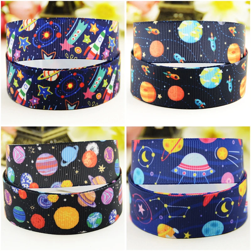 

22mm 25mm 38mm Planet Cartoon Character printed Grosgrain Ribbon for DIY Hair Bows Merry Party Gift Decoration Material 10 Yards