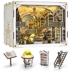Book Nook Kit, DIY Miniature Dollhouse Booknook Kitwith LED Light Gifts for Book Lovers (Library of Gods Max)