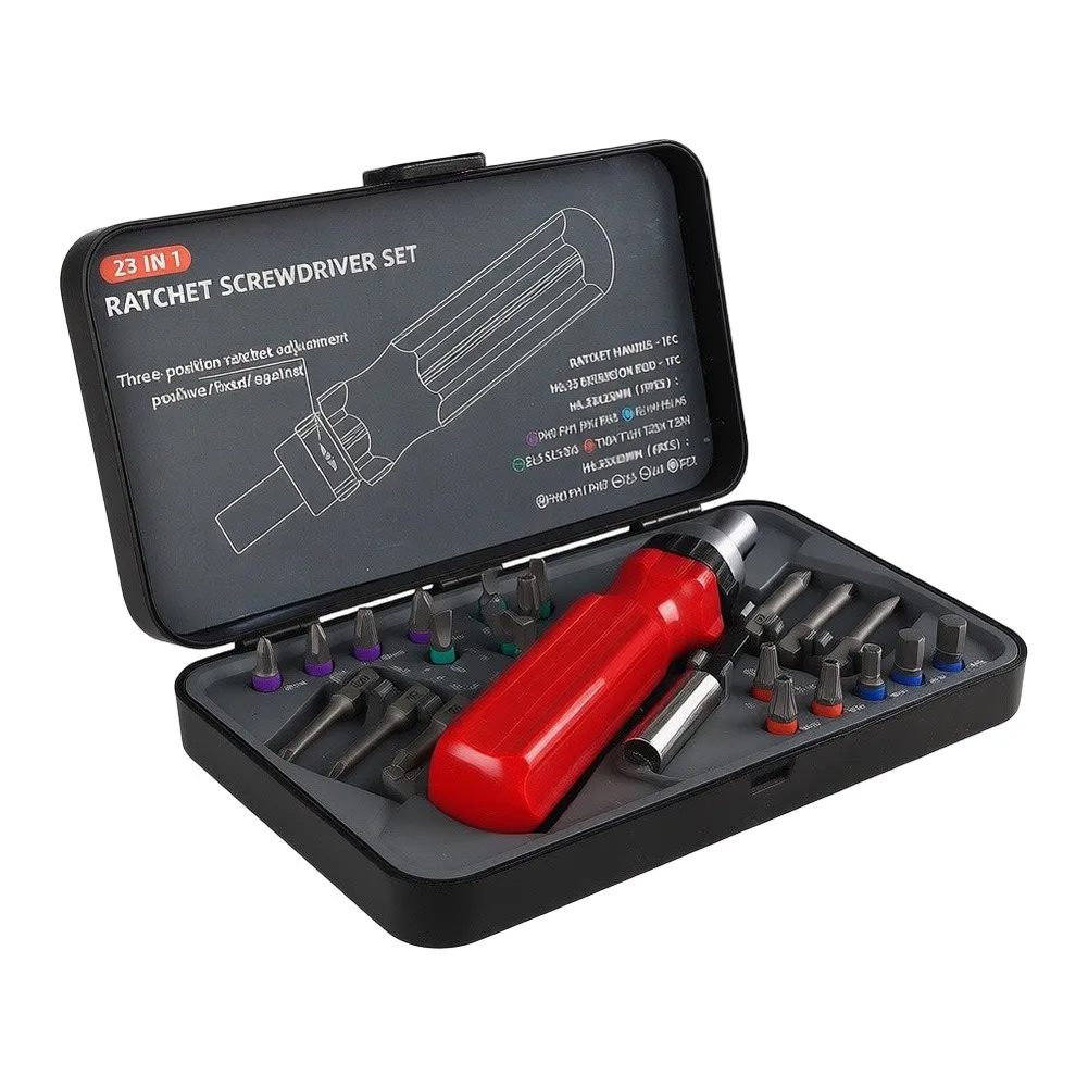 23-In-1 Magnetic Screwdriver Set With Bidirectional Ratchet Magnetic Multi Batch Head Household Multifunctional Tool Combination